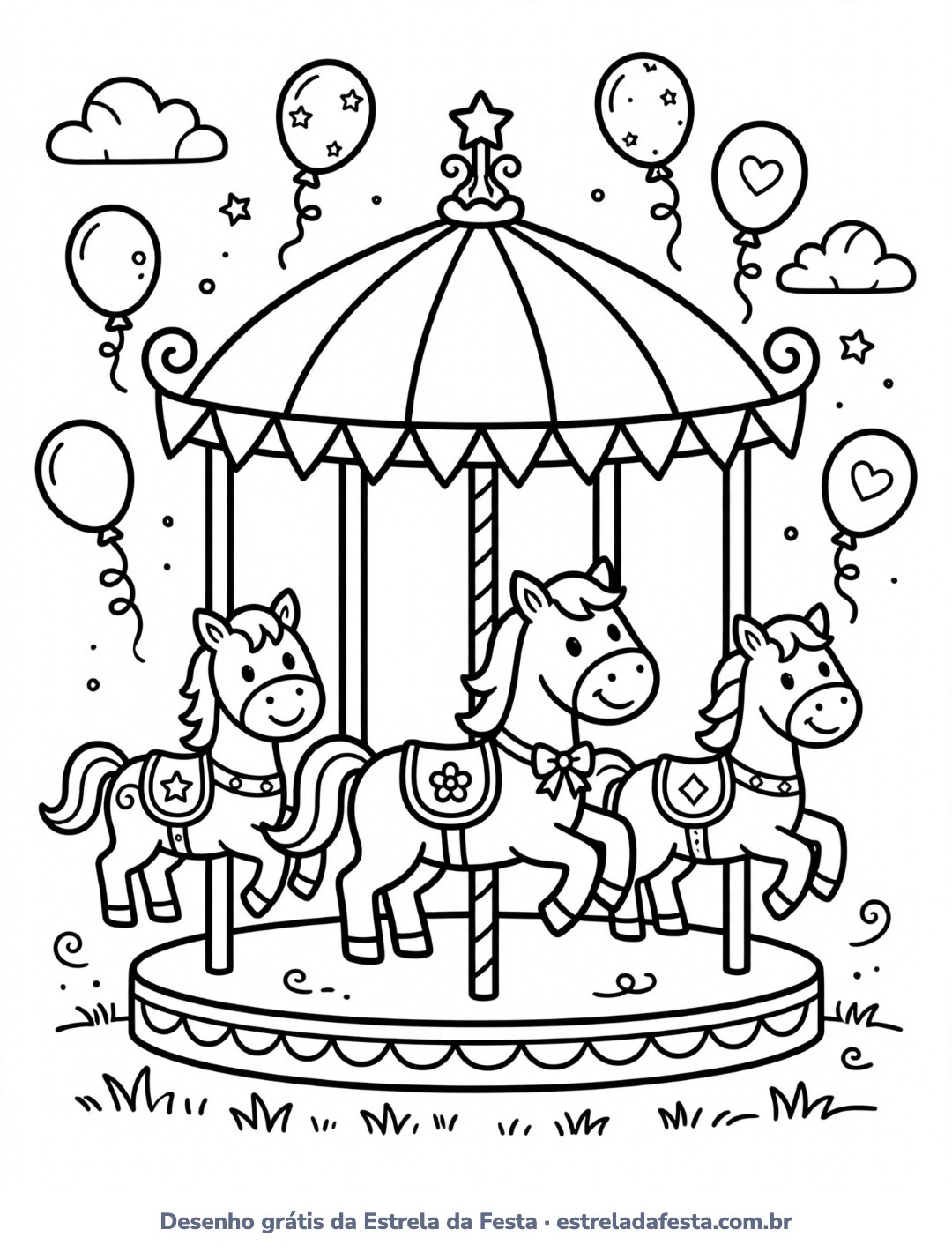 Desenho para colorir: Carrossel com balões